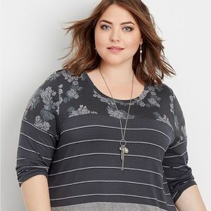 Maurice’s Grey Floral Colorblock Shirt